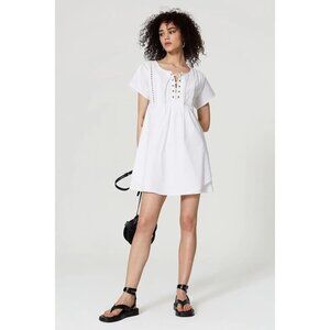 Marissa Webb Collective White Short Sleeve Lace-Up Mini Dress Women's Size 4